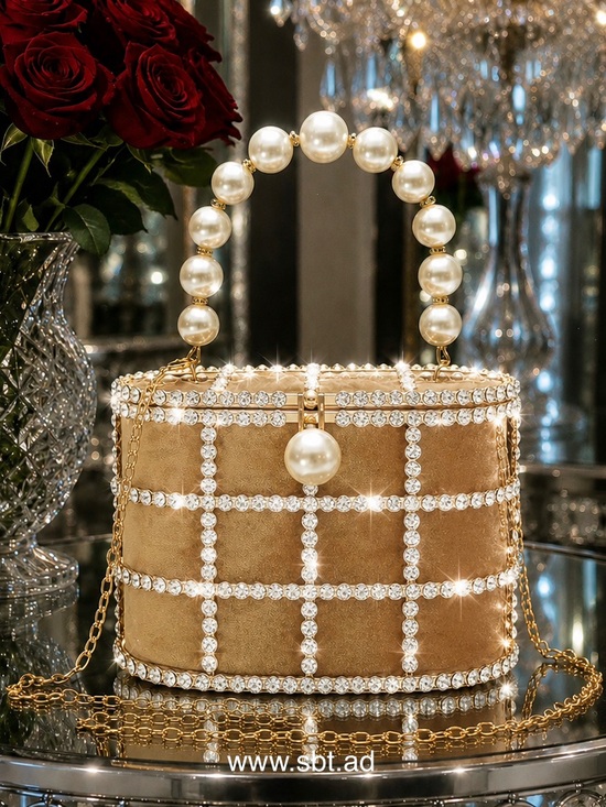 Sparkling Bling Things Handbags - NEW Pearl & Rhinestones Clutch Purse Sparkling Bling Swarovski Crystal Bag +Gift
